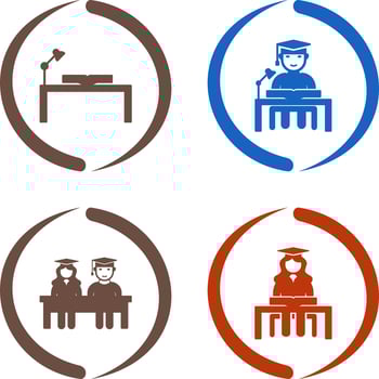 study desk and studying on desk Icon vector