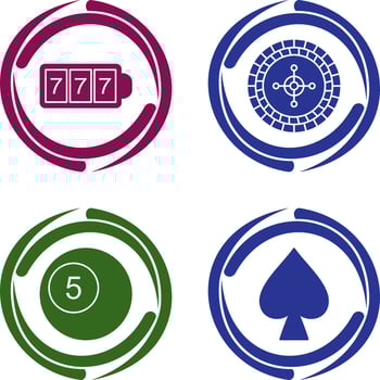 slot machine with sevens and roulette Icon vector