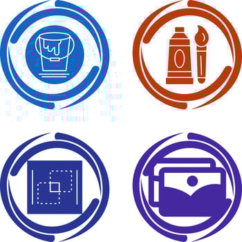 paint bucket and oil paint Icon vector