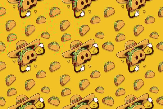 funny tacos with sambreno seamless pattern vector