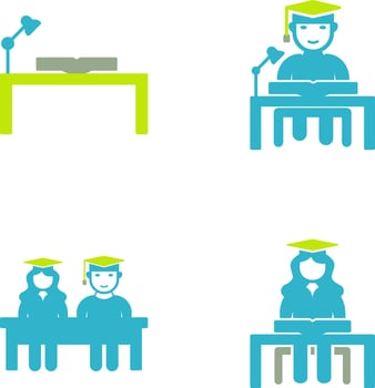 study desk and studying on desk Icon vector