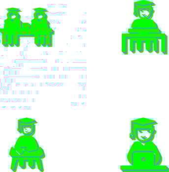 Combined Study and Studying on Desk Icon vector