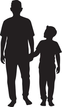 Flat design father and son silhouette vector