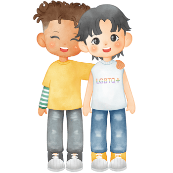 Illustration of a male couple, gay clip art for Pride Month png