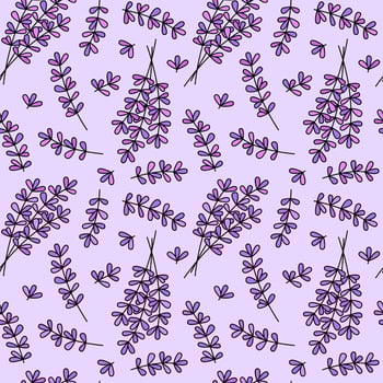 Lavender fowers pattern. seamless background. Cute doodle floral blossom pattern. vector