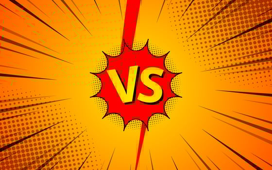 Versus pop art background template for cartoon comic book page or poster. Background with halftone effect in comic style design. vector
