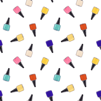 Flying bottles of multicolored nail polish. Seamless pattern of bottle in contrasting bright colors. Nail care. Manicure and pedicure accessories. Watercolor illustration in nostalgia color style png
