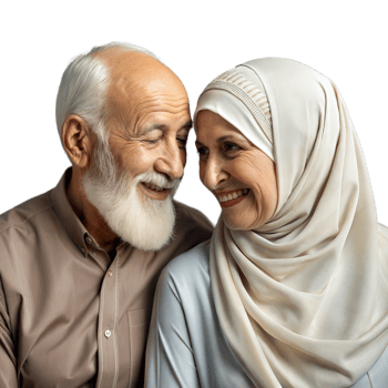 Elderly Couple Smiling Together Fondly in a Close Embrace png