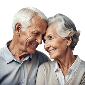 Elderly Couple Sharing a Joyful Moment With Loving Gazes png