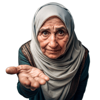 Elderly Woman With Headscarf Extending Hand Toward Camera, Close-Up Portrait png