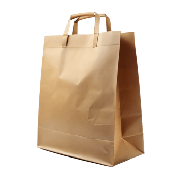 Tan paper bag with handles, perfect for groceries or gifts png