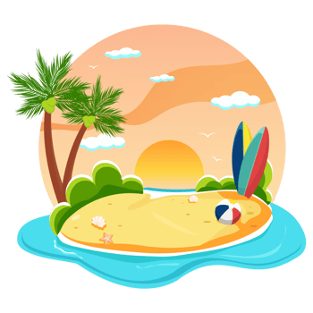 Tropical Island with Coconut Trees in Summer Season png