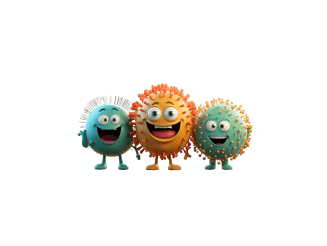 Germs, bacteria, 3D cartoon characters png