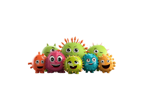 Germs, bacteria, 3D cartoon characters png