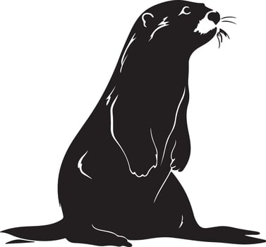 Otter Silhouette Illustration White Background vector