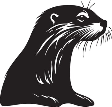 Otter Silhouette Illustration White Background vector