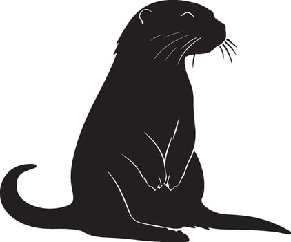 Otter Silhouette Illustration White Background vector