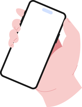 Simple flat Hand holding mobile smart phone with blank screen illustration png