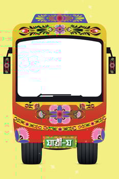 colorful trucks with a colorful flower pattern on the front vector