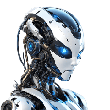 3d rendering close-up artificial intelligence robot with graphic display png
