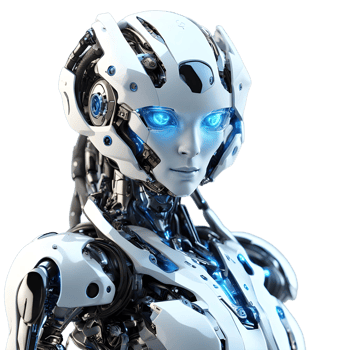 3d rendering close-up artificial intelligence robot with graphic display png