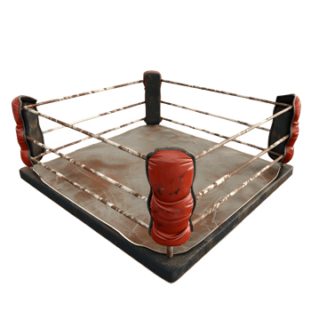 boxing box red and white color arena 3d render isolated on transparent background png