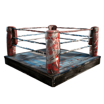boxing box blue red and white color arena 3d render isolated on transparent background png