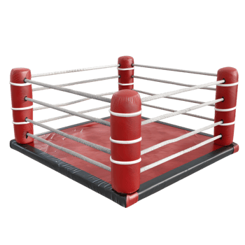 boxing box red color arena 3d render isolated on transparent background png