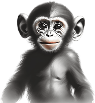 Pencil sketches of a cute baby monkey. Ai-generated. png