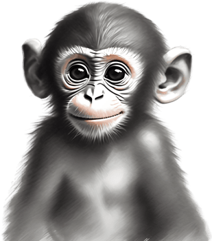 Pencil sketches of a cute baby monkey. Ai-generated. png
