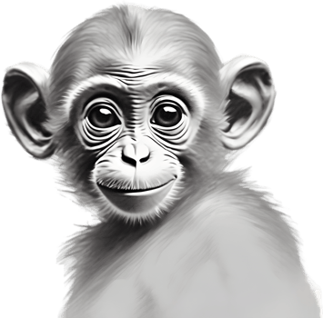 Pencil sketches of a cute baby monkey. Ai-generated. png