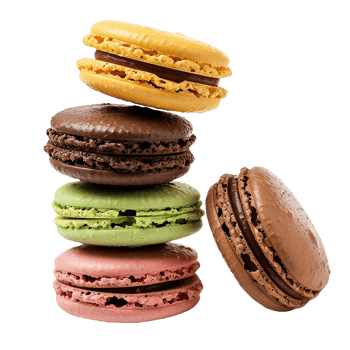 A stack of colorful macarons isolated on a transparent background. AI Generate png