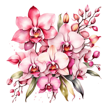 Natural beauty of purple orchids on transparent background png
