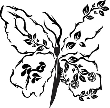 a drawing of butterflies with a butterfly on it vector