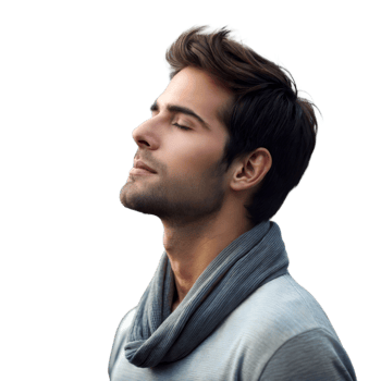 Young Man With Casual Attire Enjoying a Moment of Serenity Outdoors png
