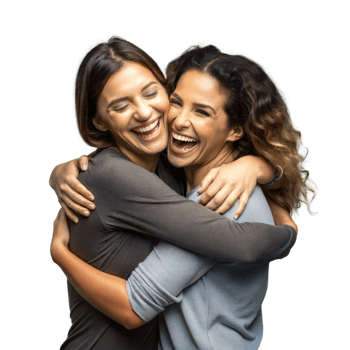 Joyful Embrace Between Two Women Sharing a Heartfelt Laugh png