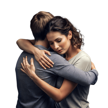 Two Women Embracing Each Other in a Comforting Hug Against a Transparent Background png