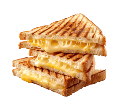 toast melted cheese sandwich isolated on a transparent background png