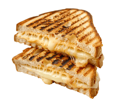 toast melted cheese sandwich isolated on a transparent background png