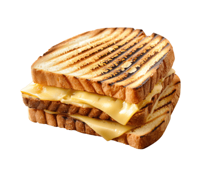 toast melted cheese sandwich isolated on a transparent background png