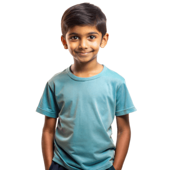 Portrait of a Smiling Young Boy Wearing a Blue T-Shirt on a Transparent Background png