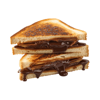 toast melted chocolate sandwich isolated on a transparent background png