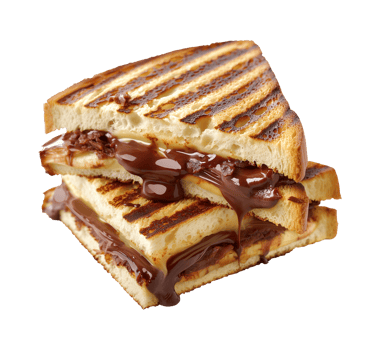 toast melted chocolate sandwich isolated on a transparent background png