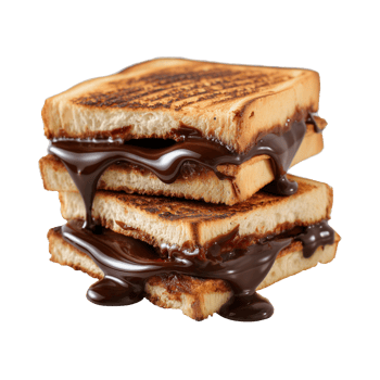 toast melted chocolate sandwich isolated on a transparent background png