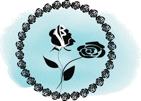 realistic hand drawn flowers with blank banner vector