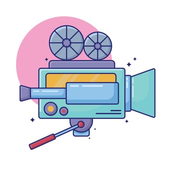 Cute cartoon illustration of shoting camera film. vector