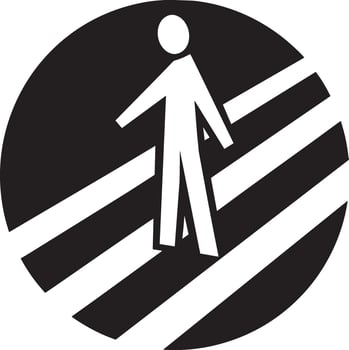 Conceptual illustration showing a person crossing a crosswalk with a tunnel in the background vector