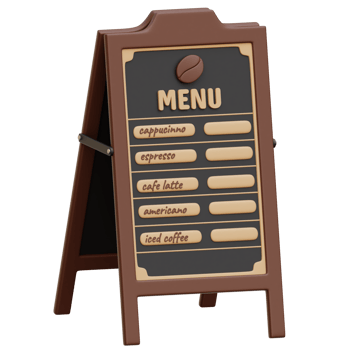 Coffee Menu Board 3d Illustration png