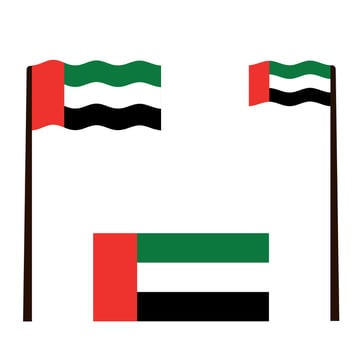 National United Arab Emirates flag isolated on white background.UAE flag waving in the Wind. Wavy flag of United Arab Emirates illustration. vector