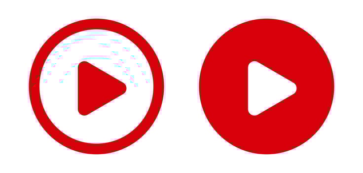 Play button logo icon. Bright red play button. vector